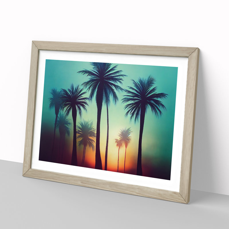 Delicious Palm Trees 1 Piece Single Picture Frame Painting, 25cm H x 34cm W x 2cm D, Oak