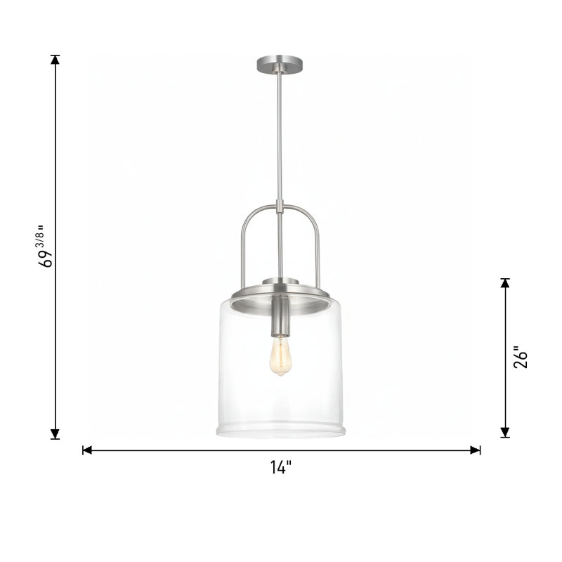 Anders 1 Light Kitchen Pendant In Midnight Black Finish With Clear Shade, Satin Brass