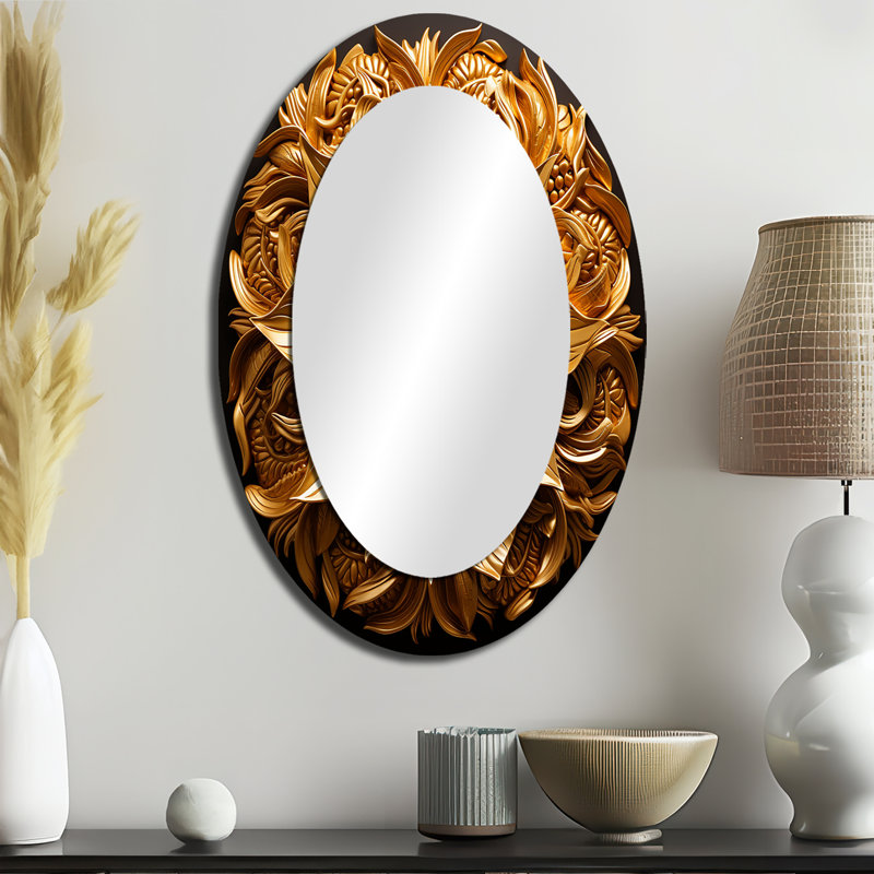 Miroir mural abstrait doré, 36 po x 24 po