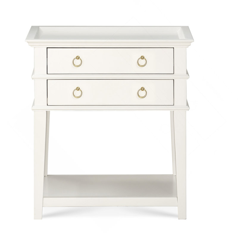 Table de chevet 2 tiroirs Carmona, Blanc