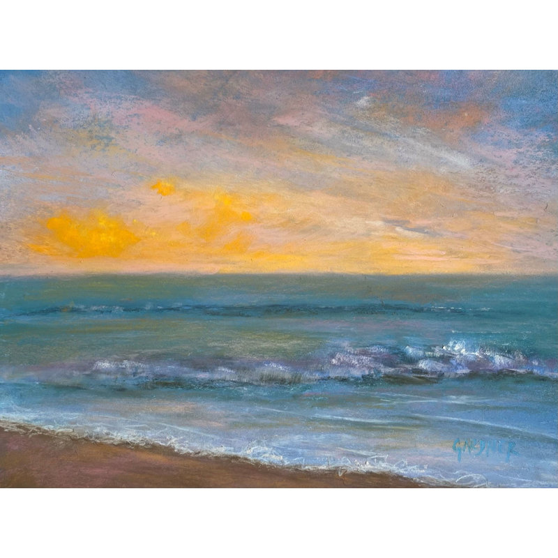 The Sun Went Down Like Honey Print by Dina Gardner, 25.25" H x 31.25" W x 0.875" D, Black Framed Paper