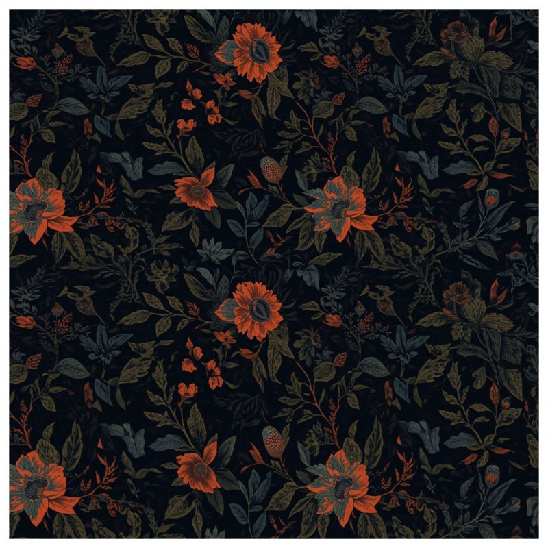 Dark Floral Pattern Duvet Covers, King