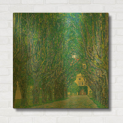 «Avenue To Kammer Castle» par Gustav Klimt, art mural en métal doré, 36 po x 36 po