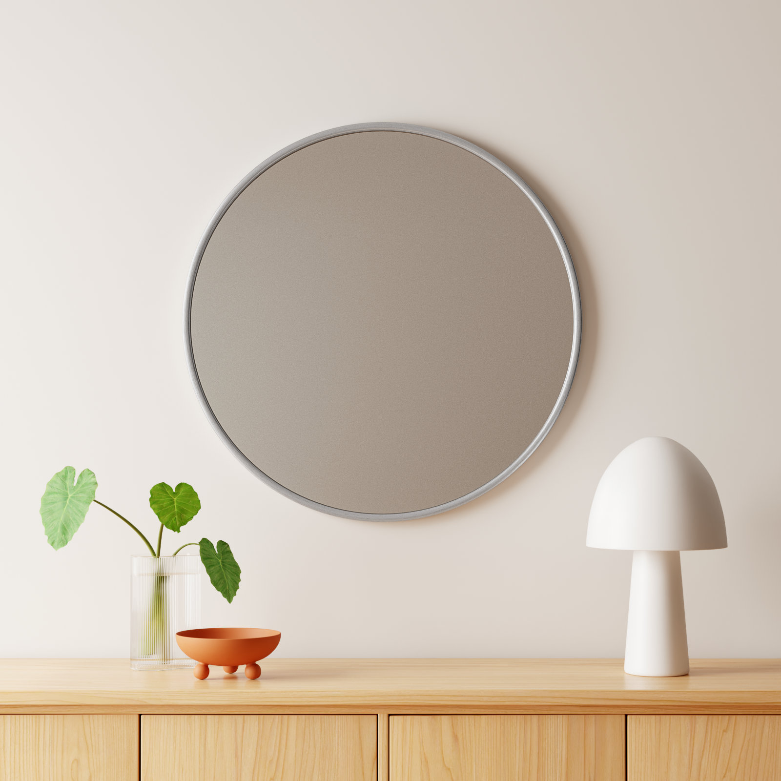 Sabine Metal Round Wall Mirror, 32" x 32", Silver