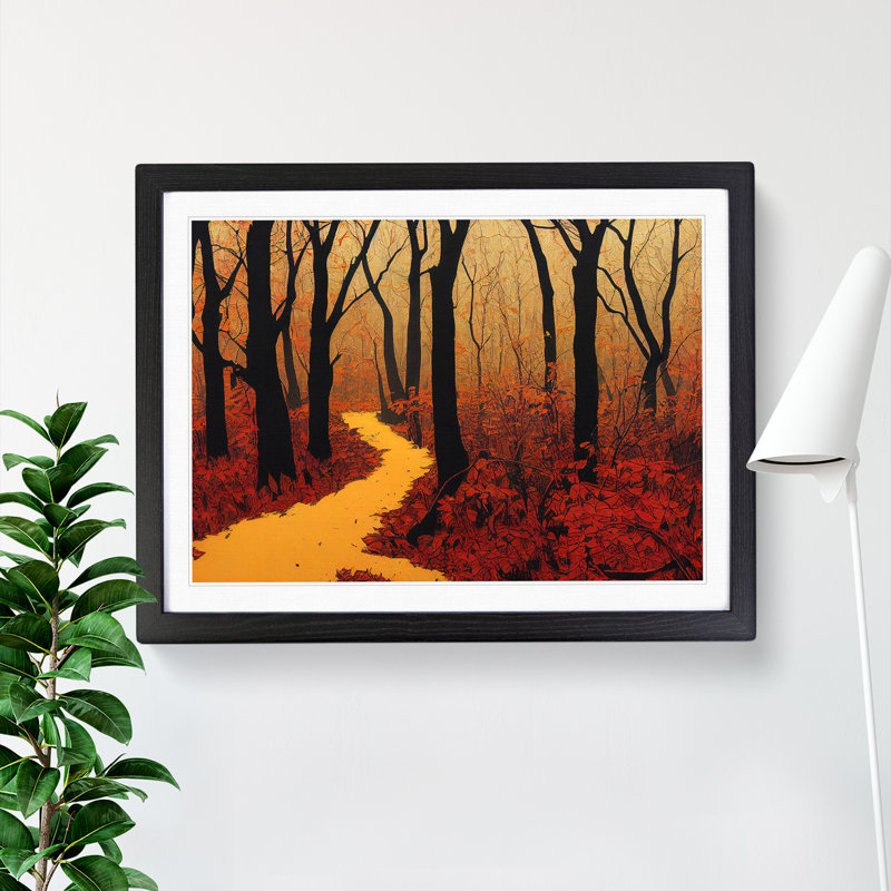 A Radiant Autumn Forest - Single Picture Frame Print, Black, 46cm H x 64cm W