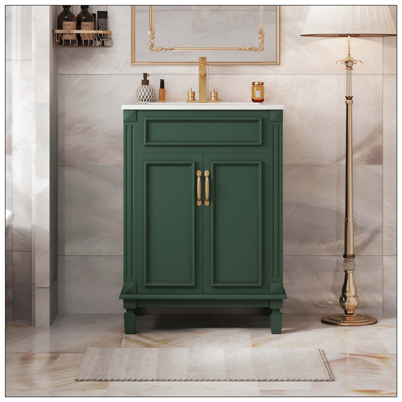 Ensemble de meuble-lavabo moderne avec 2 portes à fermeture douce, Vert
