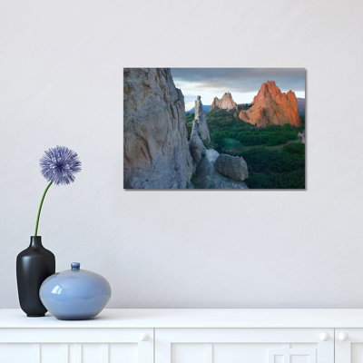 Grey Rock And South Gateway Rock, Conglomerate Sandstone Formations, Garden Of The Gods, Colorado Springs, Colorado II by Tim Fitzharris - Wrapped Canvas Print