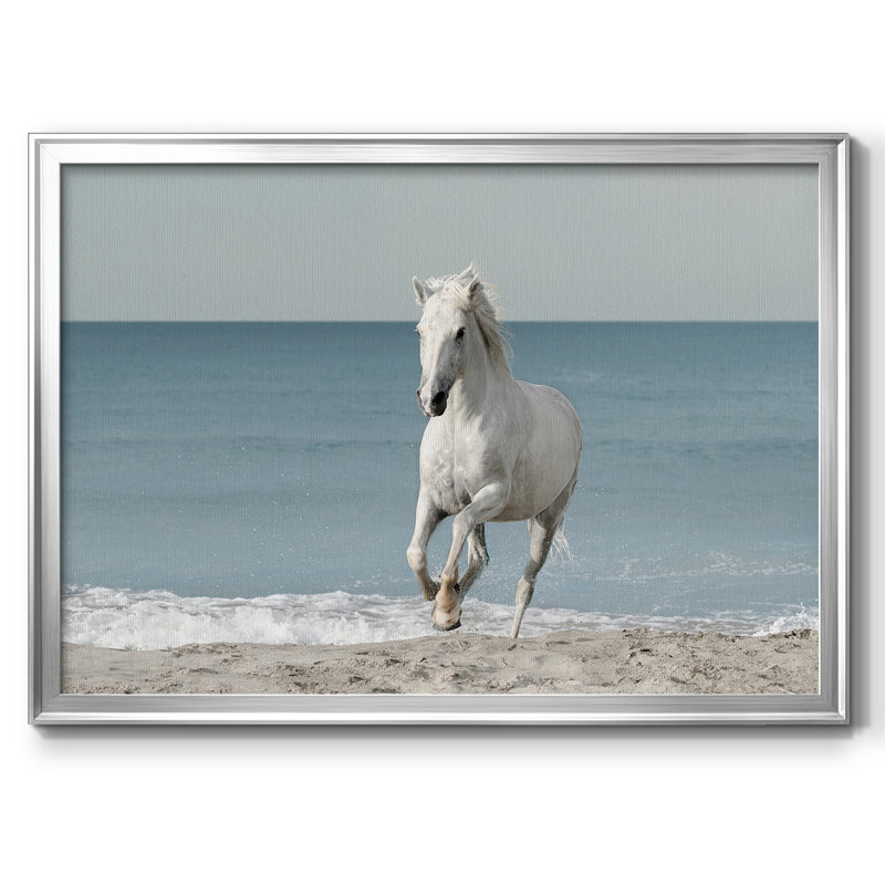 Camargue Beach Horse, reproduction sur toile encadrée, H 14 po x l 20 po x P 1,5 po, Argent