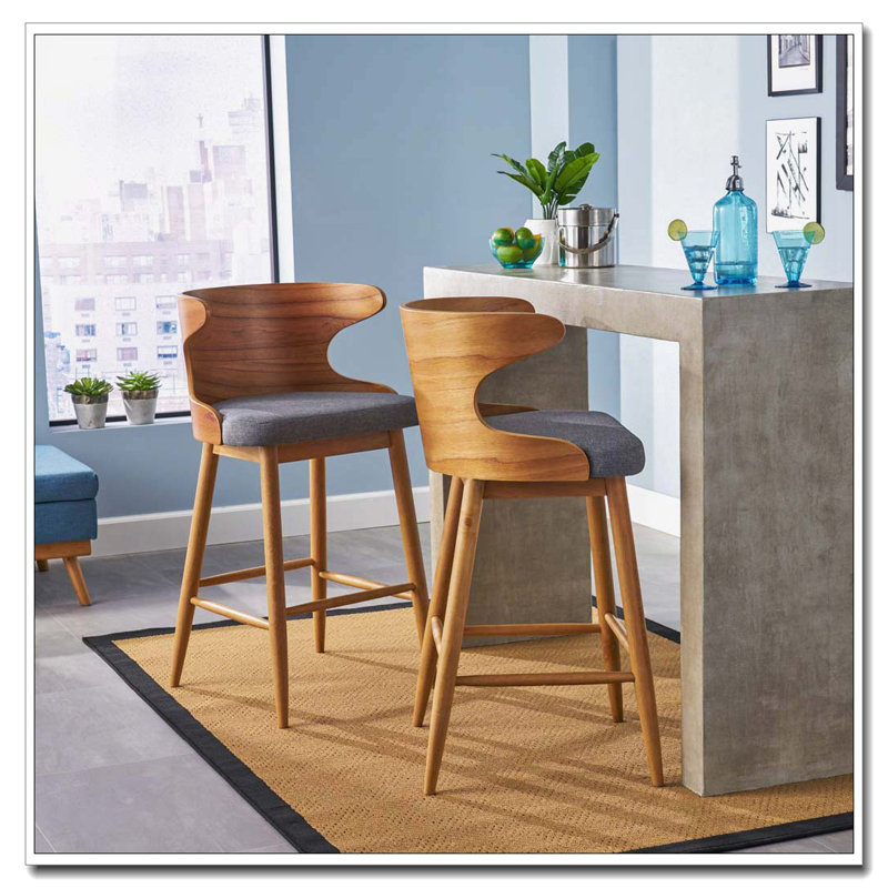Upholstered Barstools, Light Beige