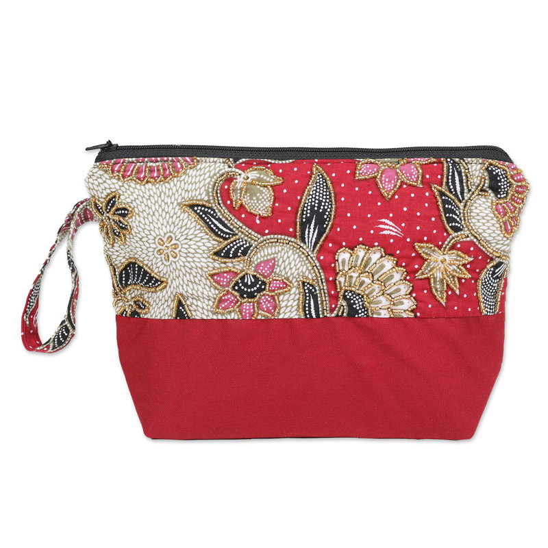 Trousse de batik en coton brodée à la main Novica