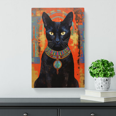 Egyptian Cat Impressionism - Wrapped Canvas
