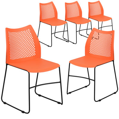 Chaises de vestibule empilables en plastique avec dossier en nid d'abeille Oliverson