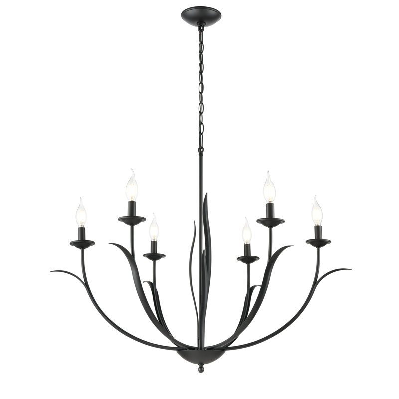 Charlize Chandelier - Matte Black, 26.5" H x 35.5" W x 35.5" D, 6