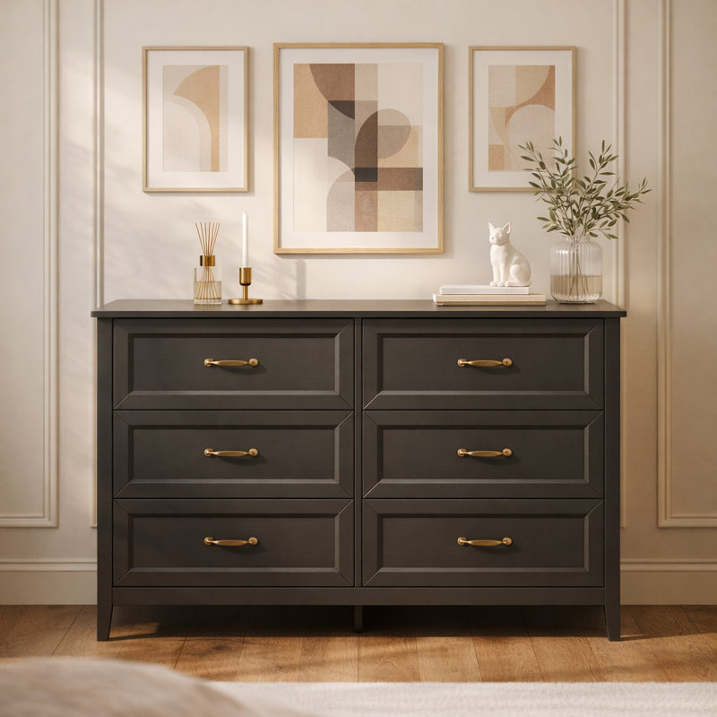 Commode double 6 tiroirs, Noir