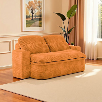 3 Bed With 21 Memory Foam Convertible, Space, No Assembly Required, Brown Small Streak Corduroy, High Foam, Non-slip For Stability, Breathable Fabric Modular Convertible Bed,