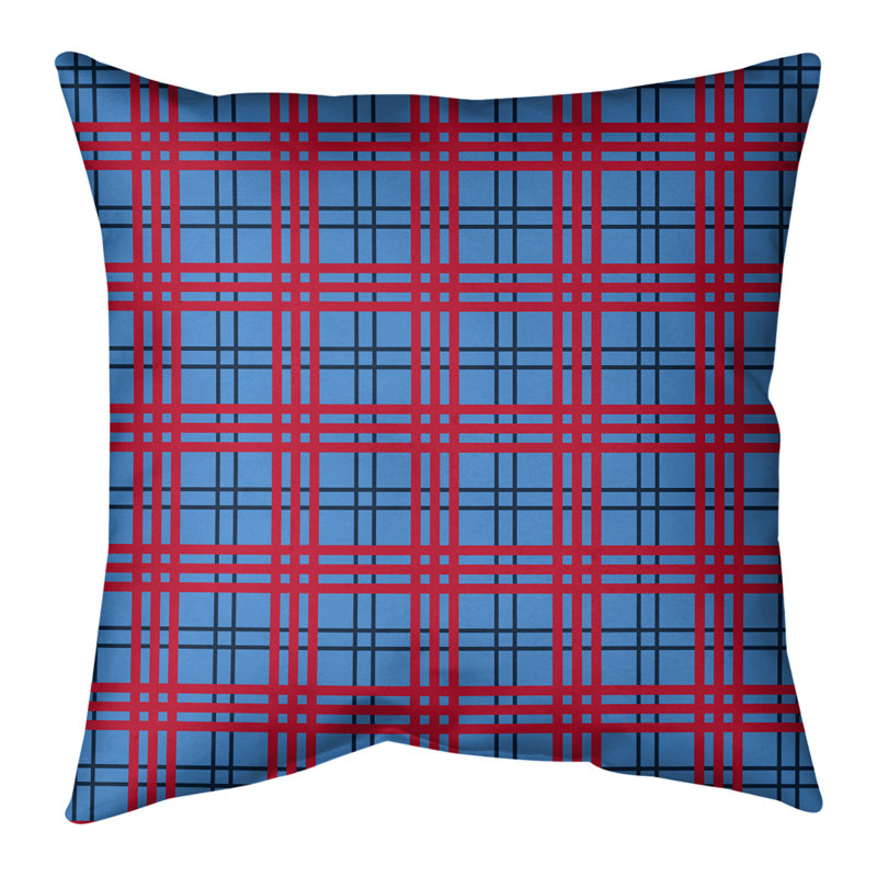 Housse de coussin Football Luxury, Coton sergé, 16 po x 1 po, Bleu / bleu marine / rouge