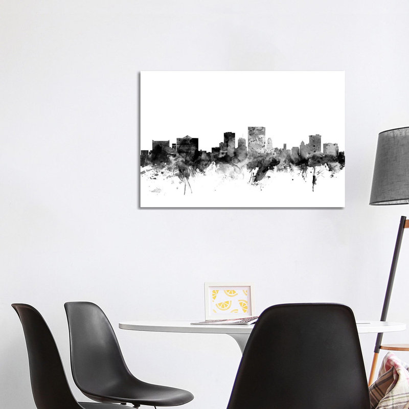 El Paso, Texas In Black & White by Michael Tompsett - Wrapped Canvas Gallery-Wrapped Canvas Giclée