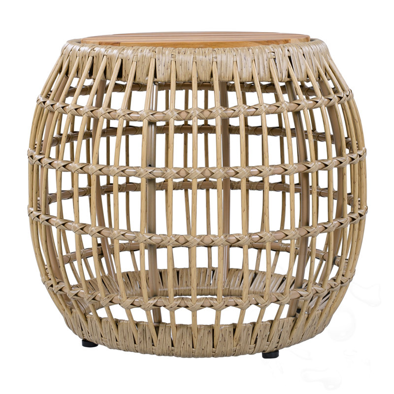 Patio Side Table With Wicker Base