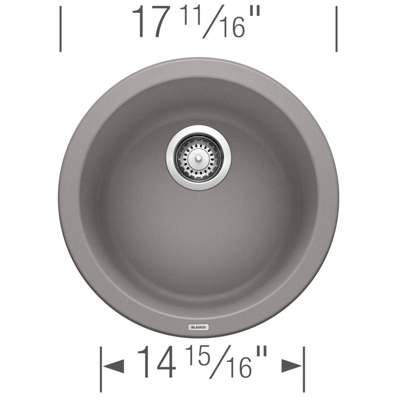 Rondo SILGRANIT 18" Dual Mount Bar Sink, Metallic Gray