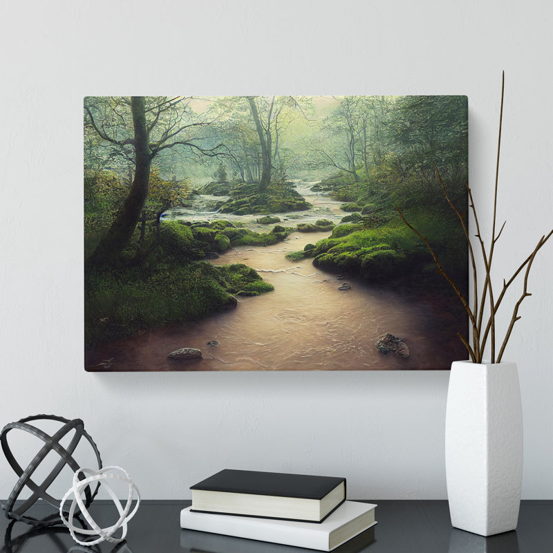 Attractive Forest Stream - Wrapped Canvas, 35cm H x 50cm W x 3cm D