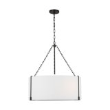 Thom Filicia Bergen 3 Light Dining Room Pendant With White Linen Shade