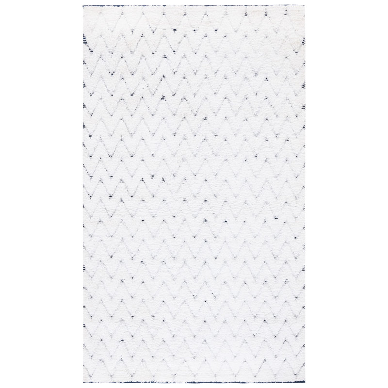 Tapis ivoire / bleu marine Deuk 326, Carré 6 pi