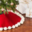 Labs Mini Christmas Tree Skirt - Pom Poms on Red - in Hand Felted Wool - 26"