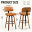 Tabourets de comptoir pivotants rembourrés en cuir de polyuréthane de style Mid-Century avec dossier courbé en bois-984185780-984185778