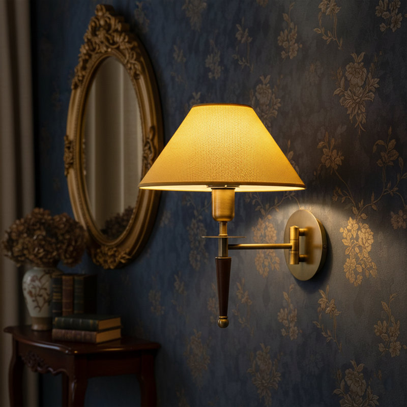 Lampe murale moderne moderne, corps en métal, 11,0 x 7,9 x 9,4 pouces | 1 x culot E27 de 40 W maximum | Design scandinave glamour élégant avec capuchon en tissu, parfait pour l'éclairage de salon, de chambre à coucher et de couloir