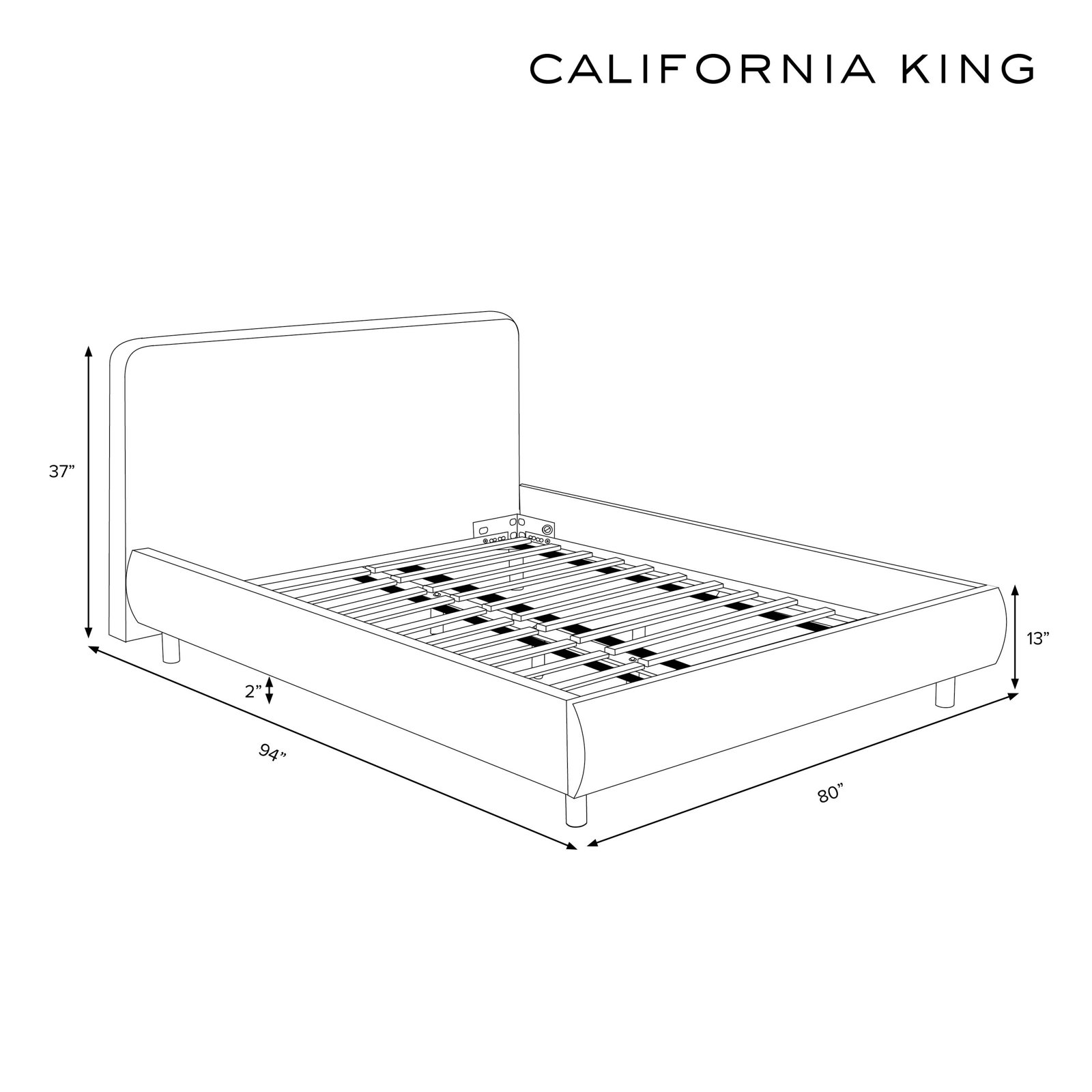 Cleophus Low Platform Bed, California King, Green