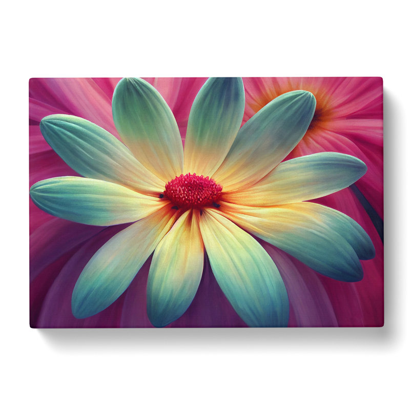 Lively Daisy Flower - Wrapped Canvas, 35cm H x 50cm W x 3cm D