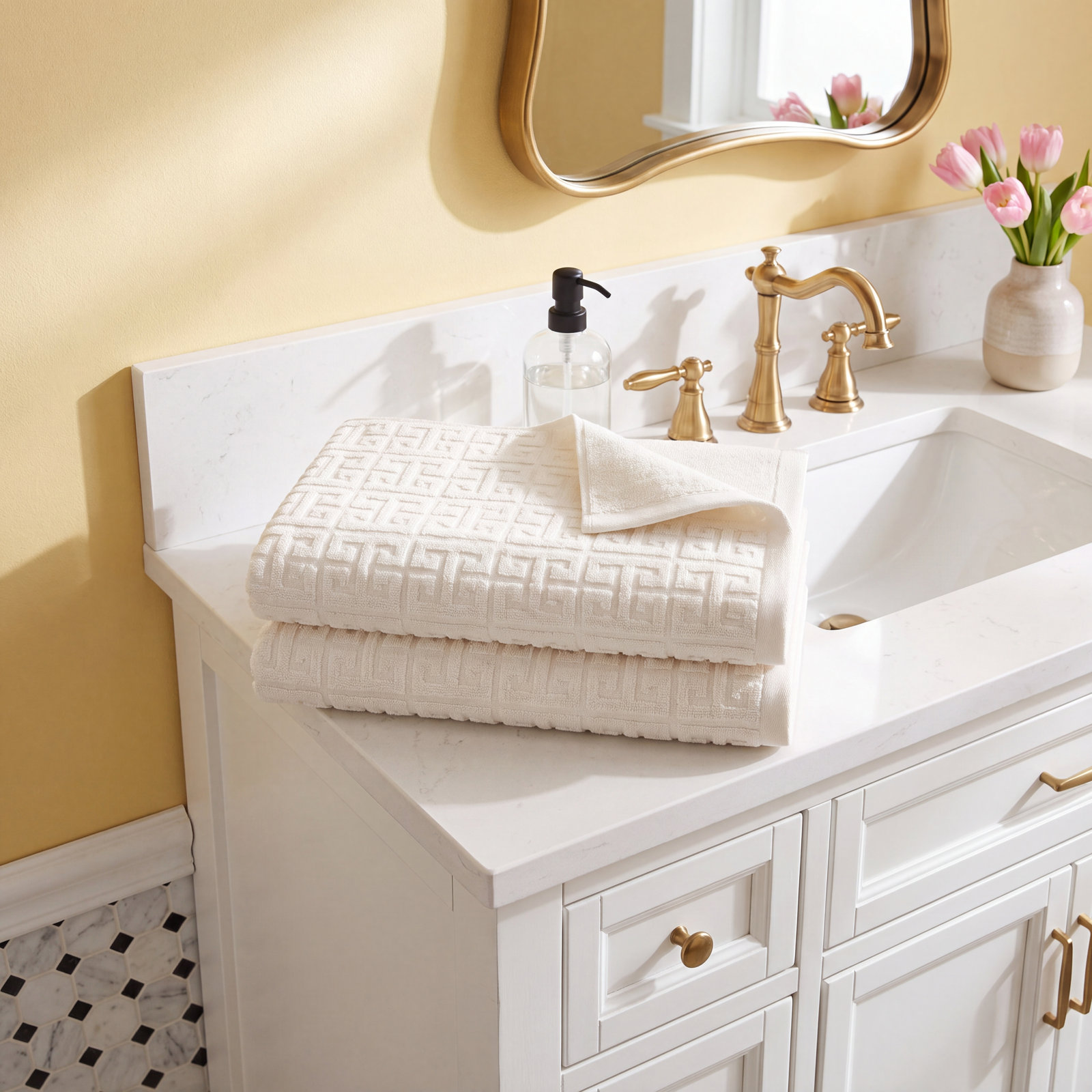 Martex Arcadia Geometric Cotton Bath Towel, Ivory