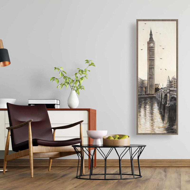 Big Ben dans une scène de rue à Londres | Toile brune encadrée