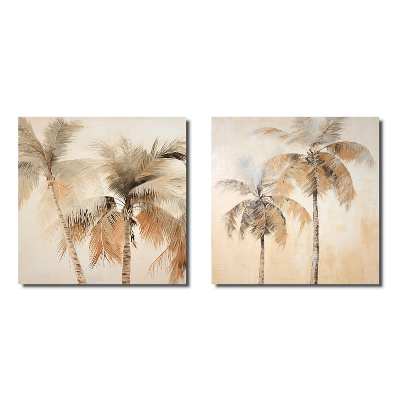 Minimalisme, ensemble de 2 palmiers et palmiers tropicaux, Toile tendue, H 30 po x l 61 po