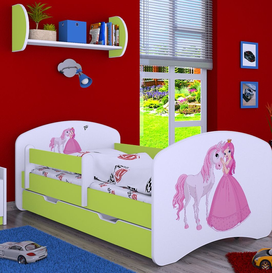 Kinderbett Georgeson mit Schublade, 80 x 160 cm