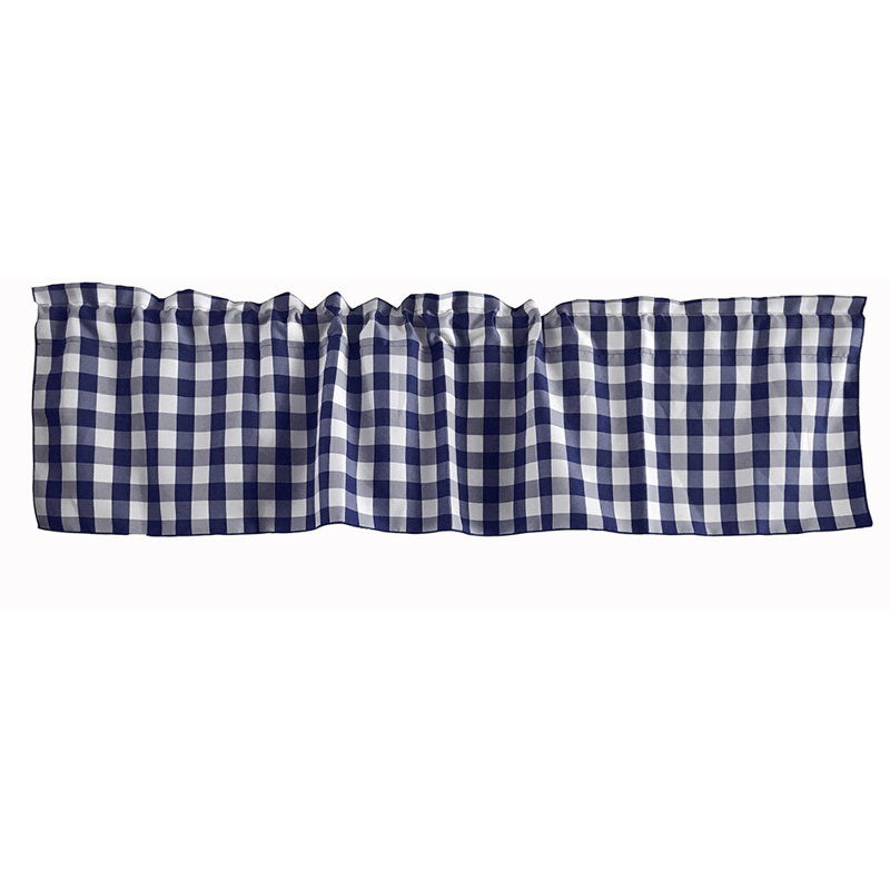 Cantonnière sur mesure l 58 po Haideh Gingham, Bleu marine, L 58 po x L 18 po