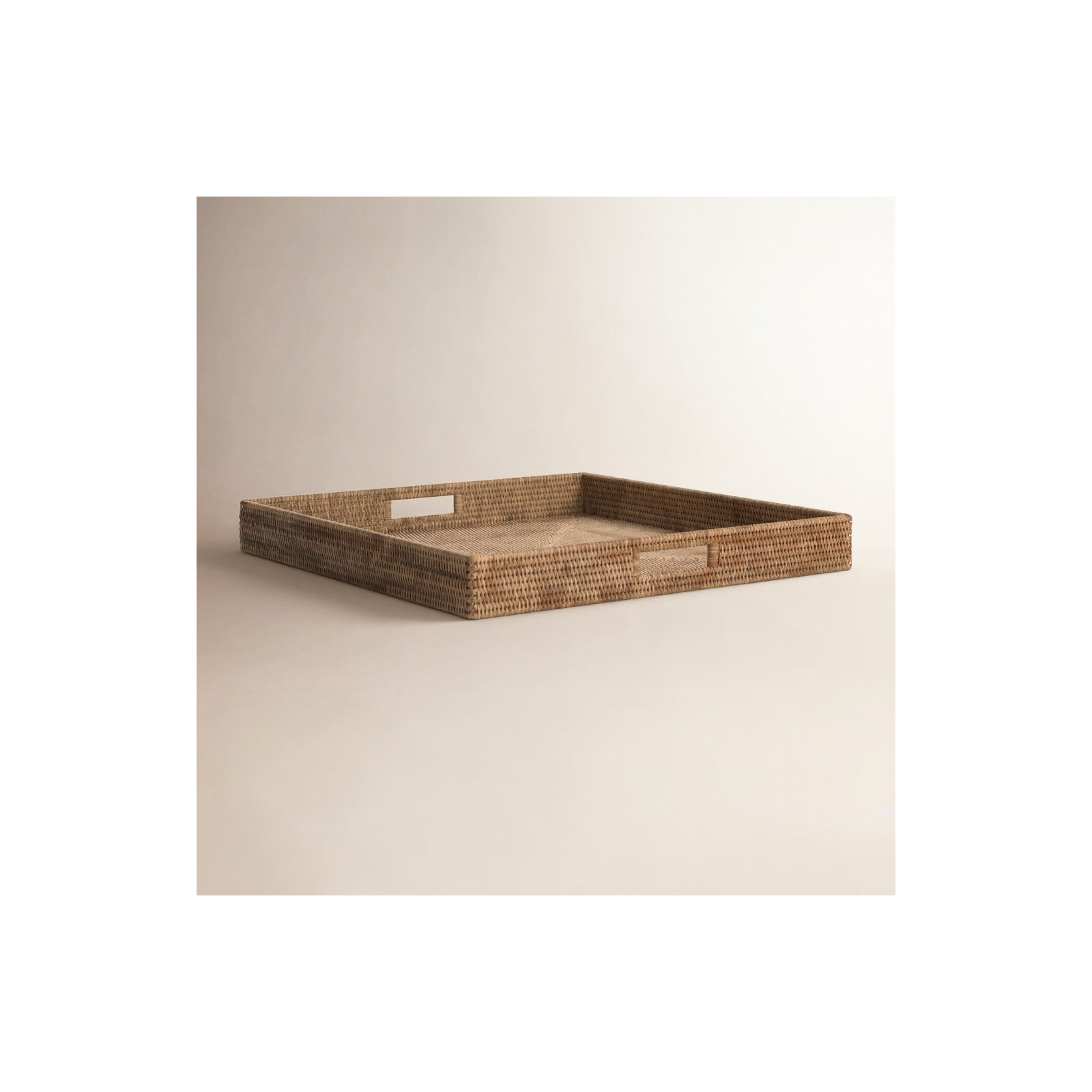 Edmond Rattan Tray - Set of 1, Honey Brown, 3" H x 24" W x 24" D