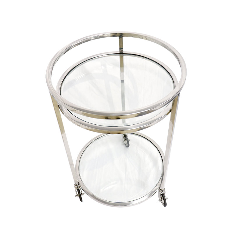 Chariot-bar en acier inoxydable et verre Blake