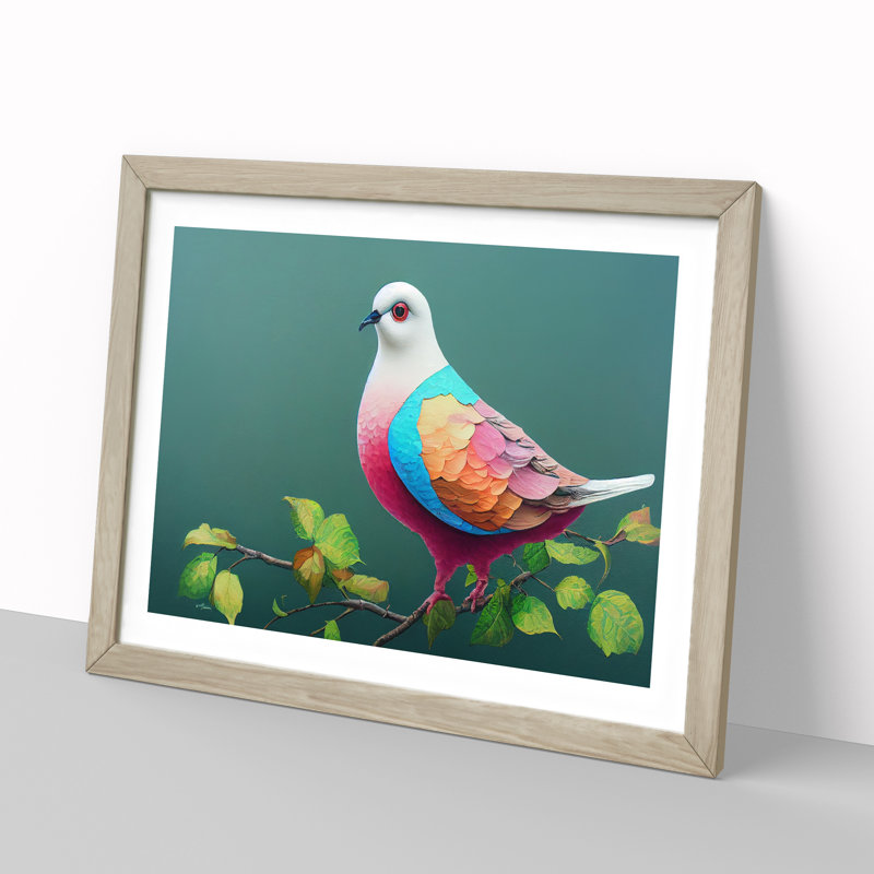 Cosmopolitan Dove Bird - Framed Print, 25cm H x 34cm W x 2cm D, Oak Framed
