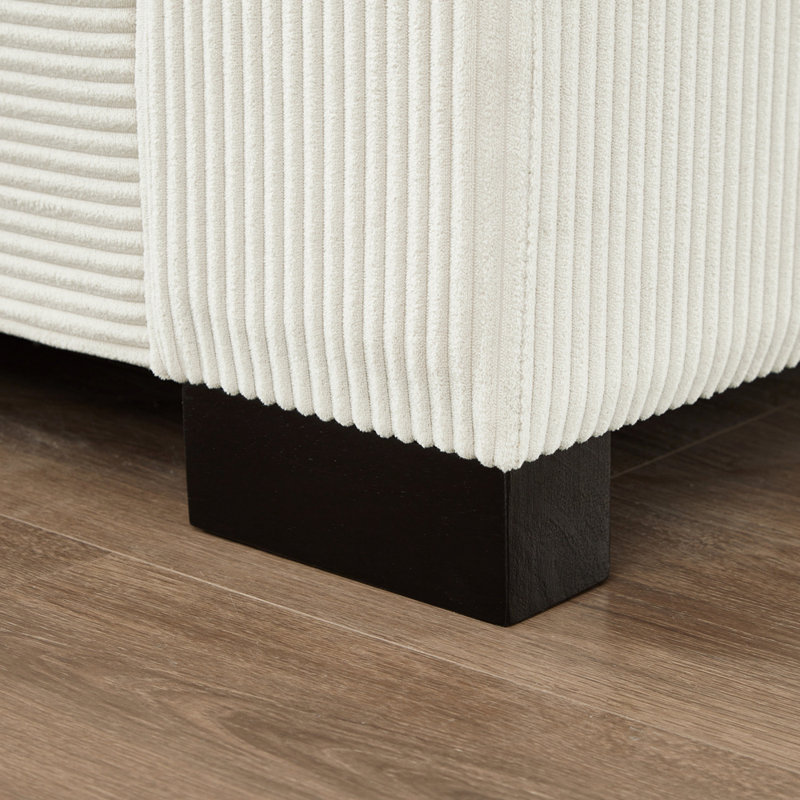 Canapé modulaire de luxe en L de 111 po avec méridienne convertible de style contemporain, Beige