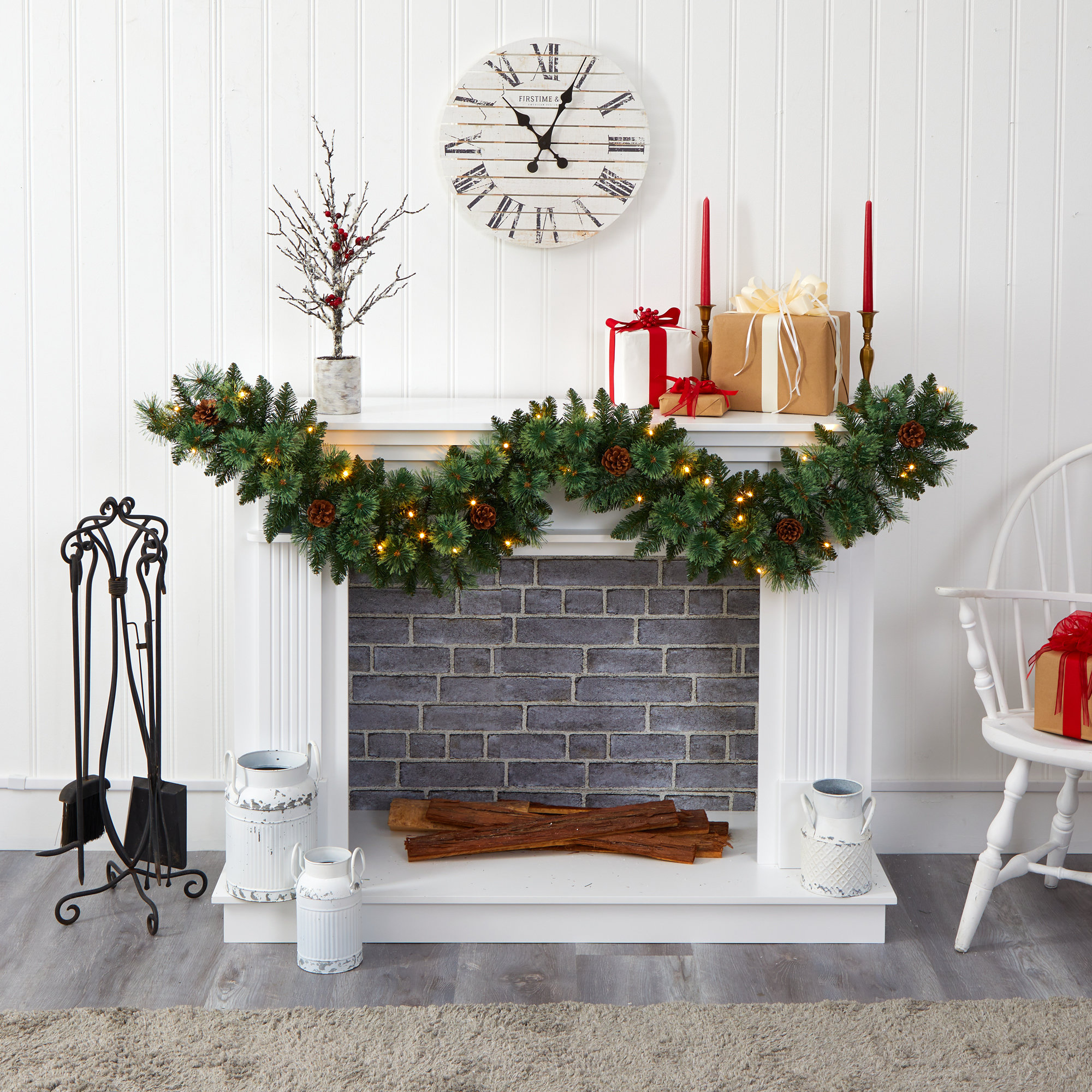 7'' in. Lighted Faux Garland