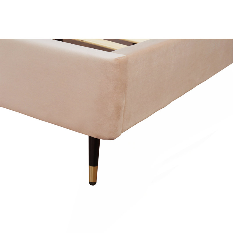 Crosby Upholstered Velvet Bed, Natural, Twin