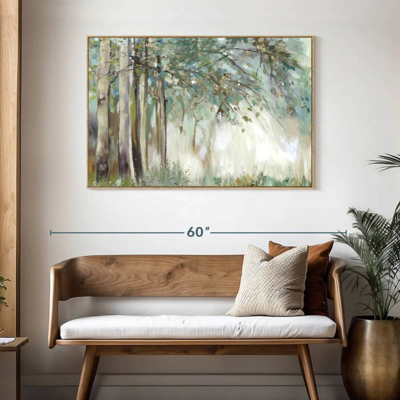Feuilles d'argent, Cadre flottant en bois naturel, 46 po x 31 po