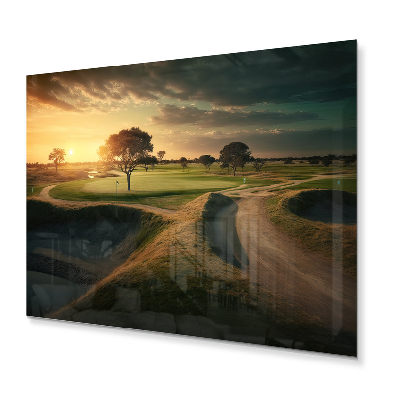 " Golf Course At Sunset II ", 12" H x 20" W x 1" D