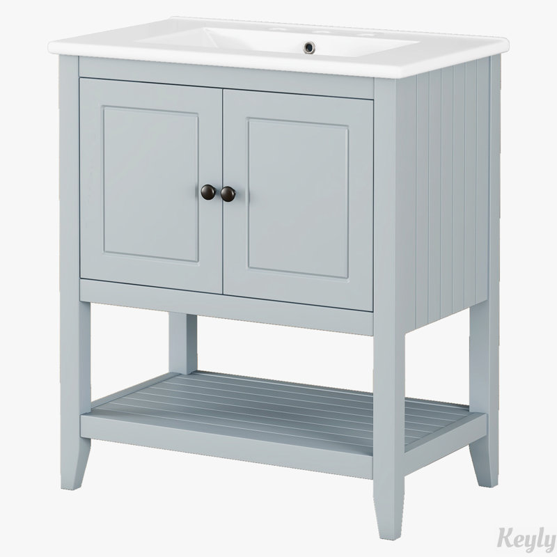 Meuble-lavabo 30 po avec lavabo en céramique, Gris
