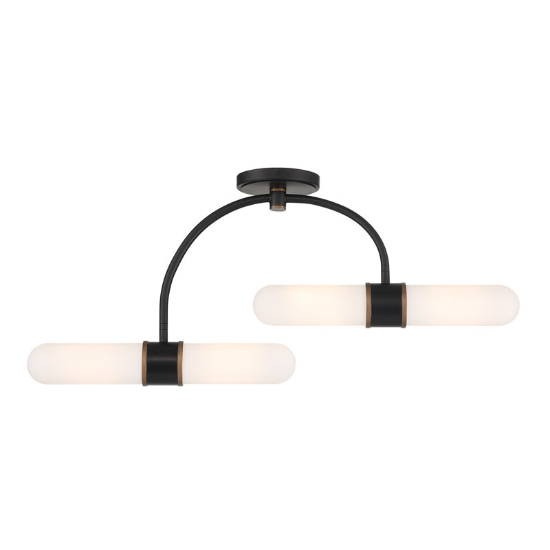 Brian Patrick Flynn Mirajane 4 Light Matte Black + Textured Gold Semi Flush