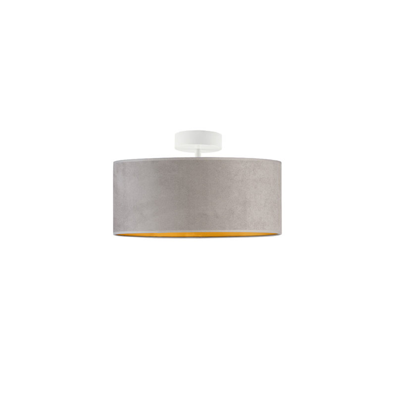 Vannatter Fabric Semi Flush Mount, White, Grey/Gold