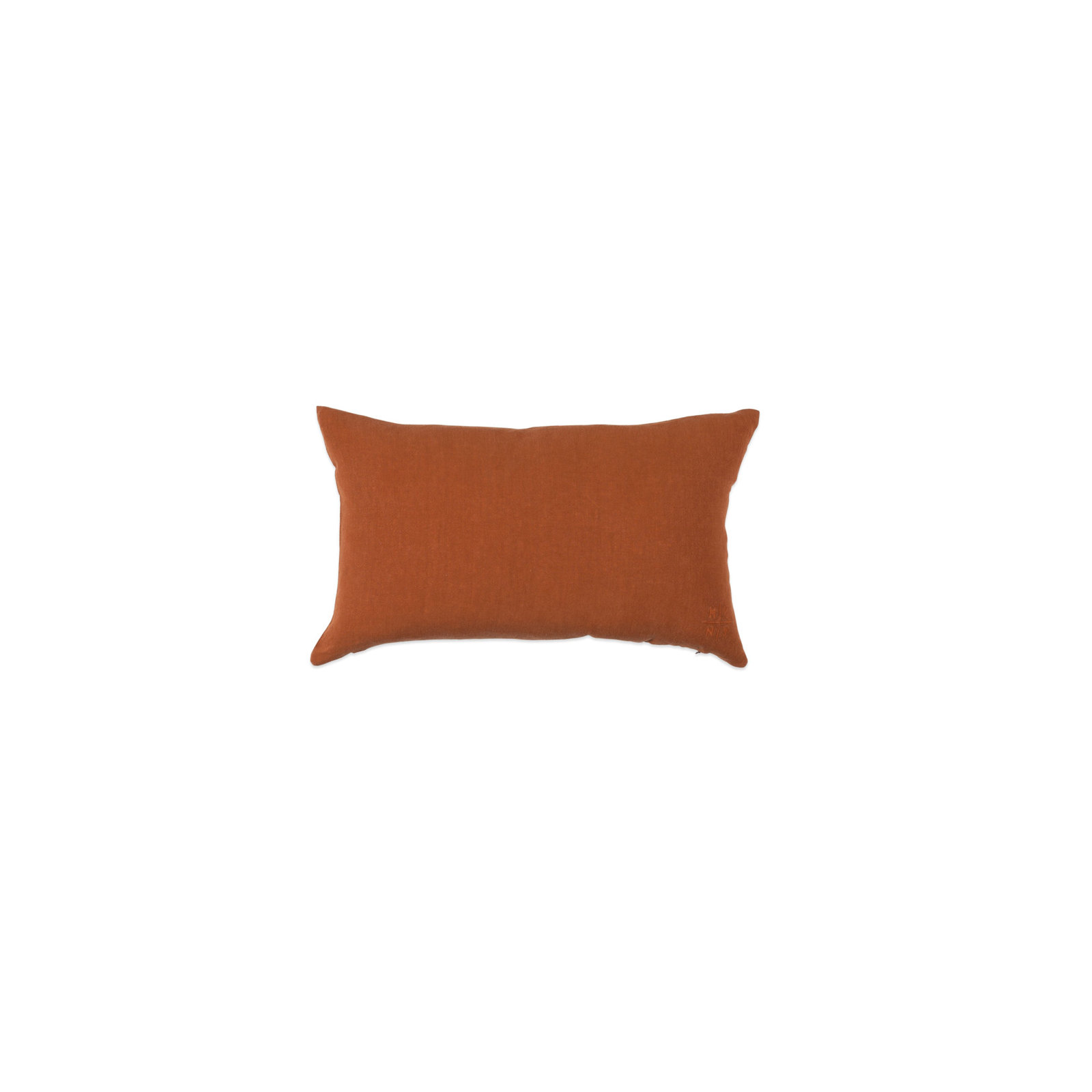 Simple Embroidered Linen Throw Pillow, Terracotta, Square 18"