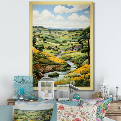 Oxton " Countryside Green And Yellow Reverie Landscape II "