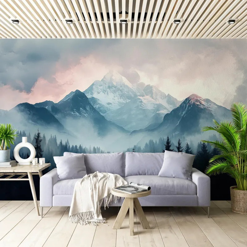 Misty Alpine Mountain Forest, 96" L x 108" W